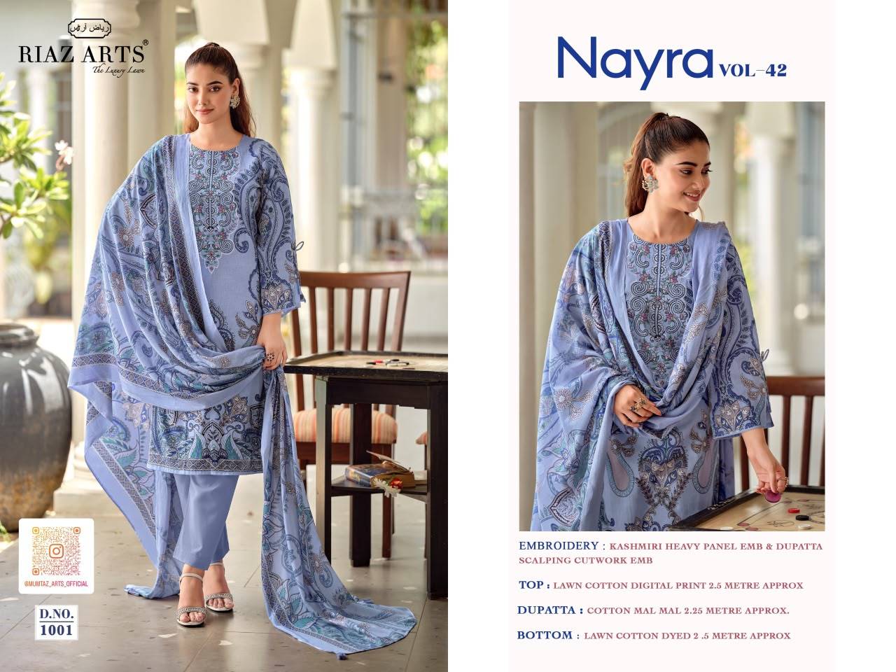 NAYRA VOL 42 By RIAZ ARTS 1001 To 1008 Series Beautiful Festive Suits Stylish Fancy Colorful Casual Wear & Ethnic Wear Pure Cotton Print Dresses At Wholesale Price